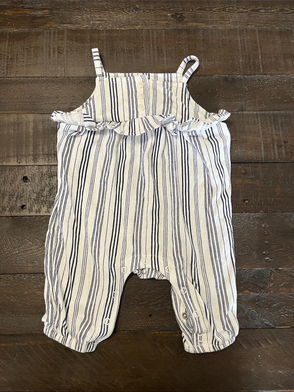 Striped Navy and White Baby Romper